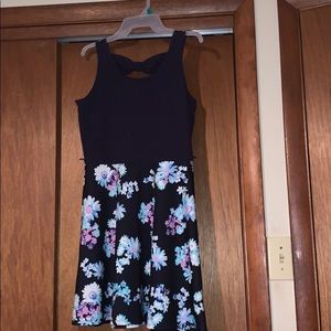 Justice navy blue dress with flowers